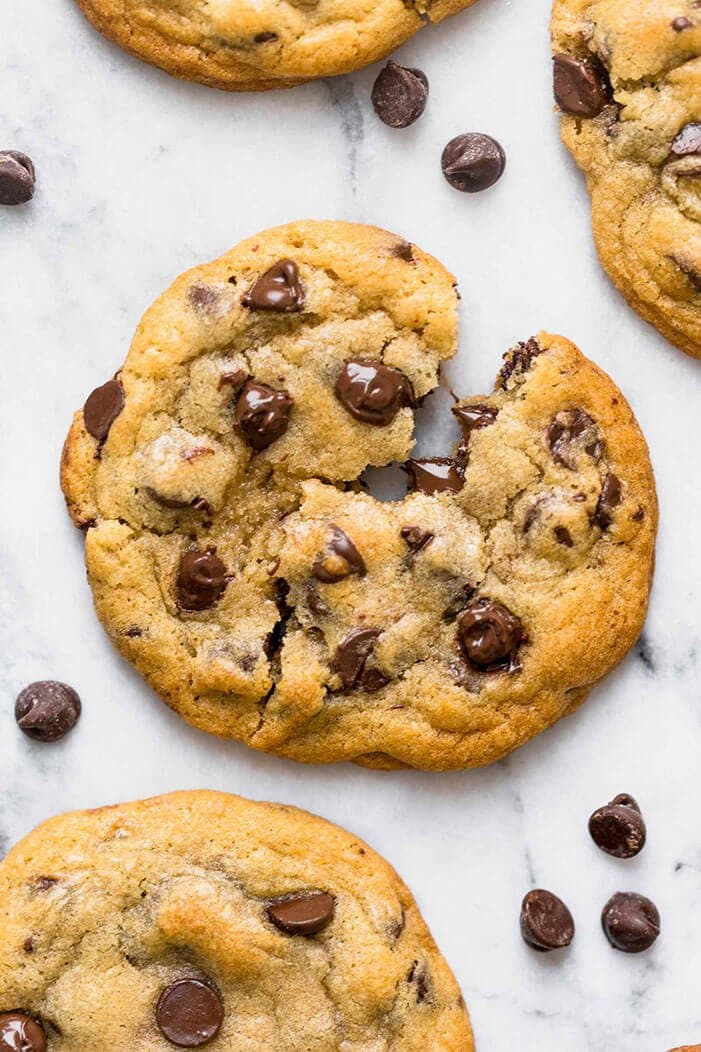 Overhead shot of easy chocolate chip cookie recipe
