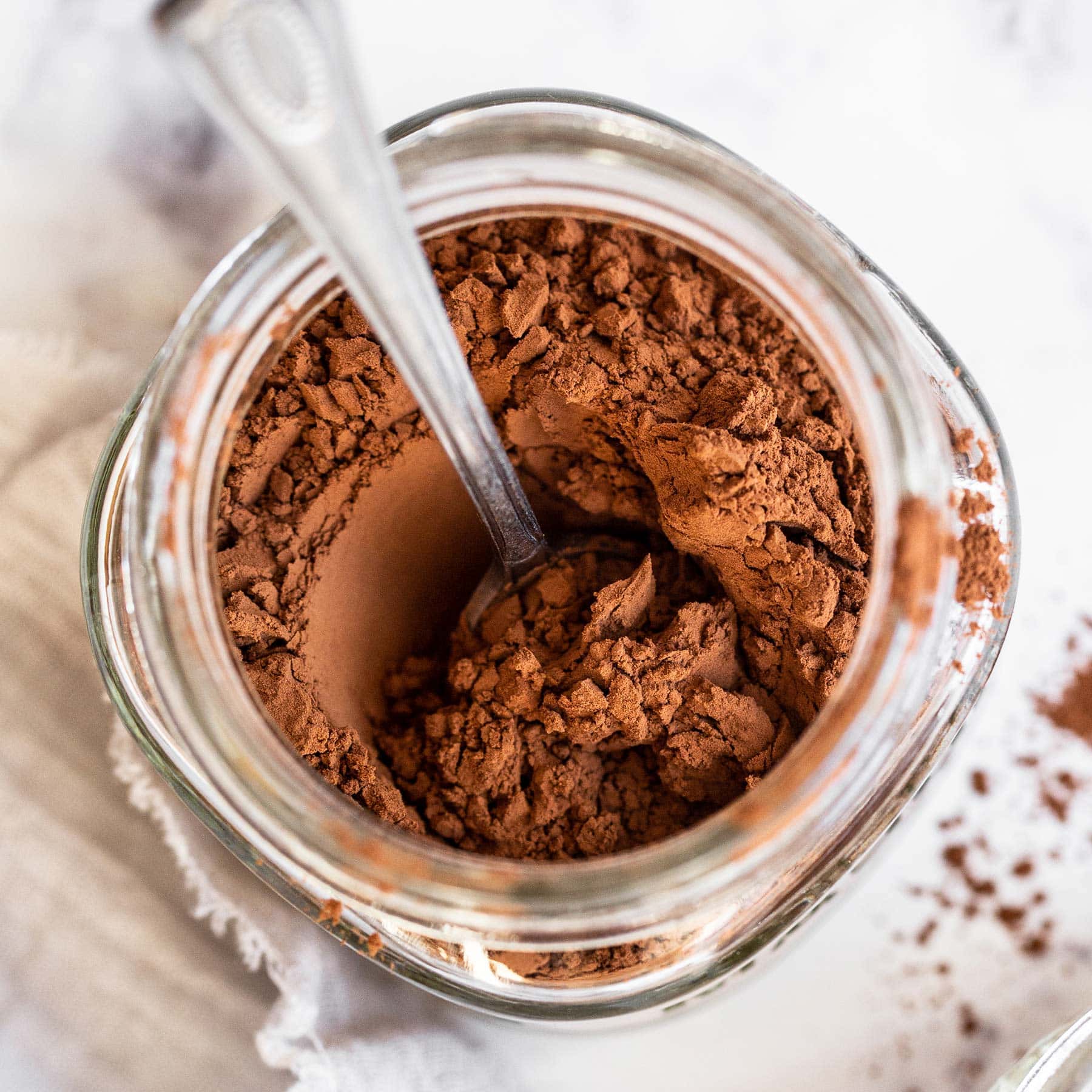 cocoa powder in a jar